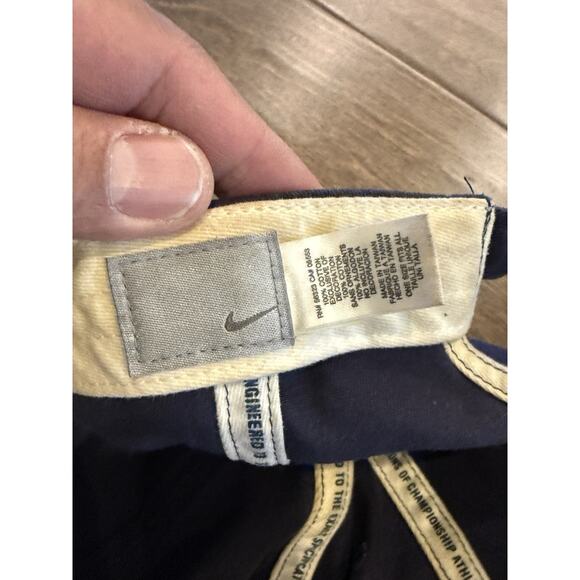 Vintage Y2K Nike Football Spellout Swoosh Navy Adjustable Strapback Hat Cap - Picture 7 of 8